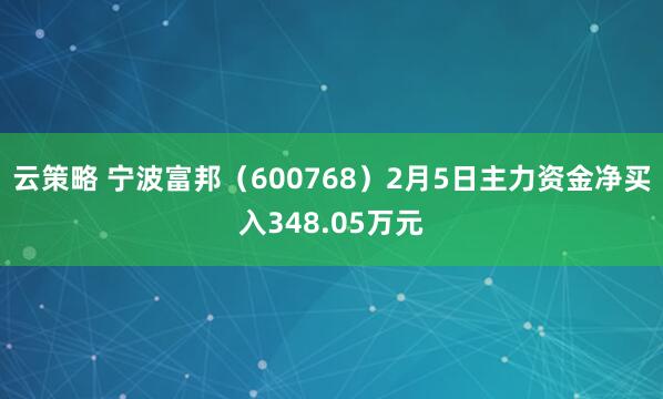 云策略 宁波富邦（600768）2月5日主力资金净买入348.05万元