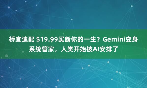 桥宜速配 $19.99买断你的一生？Gemini变身系统管家，人类开始被AI安排了