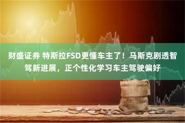 财盛证券 特斯拉FSD更懂车主了！马斯克剧透智驾新进展，正个性化学习车主驾驶偏好